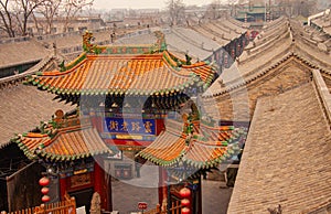 Rooftops at the ancient city of Pingyao seen from above. Pingyao is the last remaining intact Ming Dynasty city in China