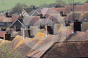 Rooftops in English council estate photo