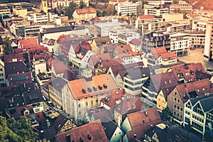 Rooftops of Heidenheim an der Brenz old town in early morning su photo