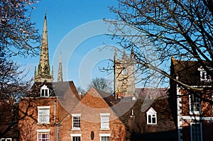 Rooftops of historic Shrewsbury, England