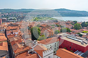 Rooftops of historical center of Slovenian town Koper