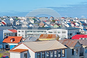 Rooftops of houses at Heimaey island, part of Vestmannaeyjar archipelago of Iceland