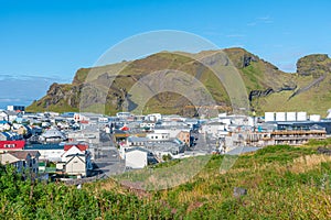 Rooftops of houses at Heimaey island, part of Vestmannaeyjar archipelago of Iceland