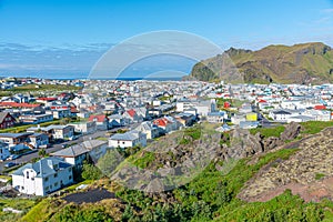 Rooftops of houses at Heimaey island, part of Vestmannaeyjar archipelago of Iceland