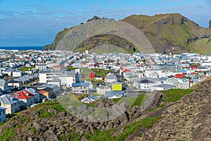 Rooftops of houses at Heimaey island, part of Vestmannaeyjar archipelago of Iceland