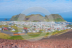 Rooftops of houses at Heimaey island, part of Vestmannaeyjar archipelago of Iceland