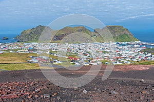 Rooftops of houses at Heimaey island, part of Vestmannaeyjar archipelago of Iceland