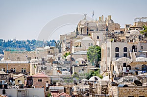 Rooftops of the Jewish Quarter in the Old City of Jerusalem, Israel