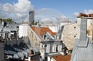 rooftops of Paris France Europe tallest office building Montparnasse Tour Tower in distance