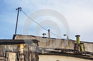 Rooftops of poor sheds and buildings in slums