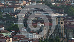 Rooftops of Porto's old town on a warm spring day timelapse before sunset, Porto, Portugal