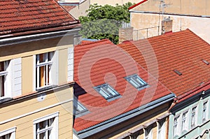 Rooftops of the Prague houses