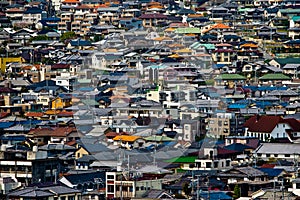 The rooftops of residential houses