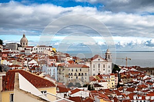 Rooftops of and skyline of a Lisbon, Portugal