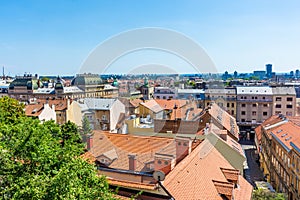 Rooftops of Zagreb city center from above, Croatia