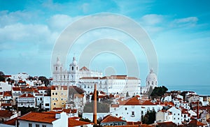 Rooftopspanorama of the oldest district Alfama in Lisbon, Portugal