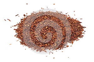 Rooibos tea, close-up, isolated on white background