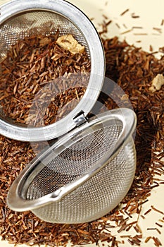 Rooibos tea with tea strainer