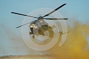 Rooivalk attack helicopter in battle