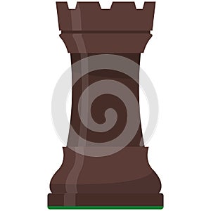 Rook, hog or pig chess piece isolated flat vector icon