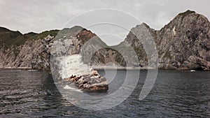 Rookery of Steller Sea lions near Russkaya Bay southwestern part of Avacha Gulf of Pacific ocean stock footage video