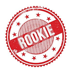 ROOKIE text written on red grungy round stamp