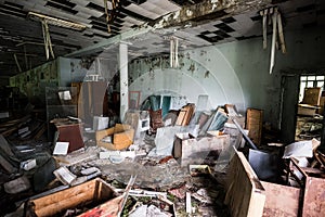 Room in abandoned community center in Pripyat