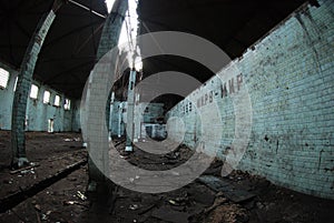 room of an abandoned factory destroyed photo