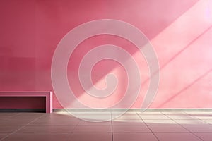 Room background empty space in pink with of light, generative AI