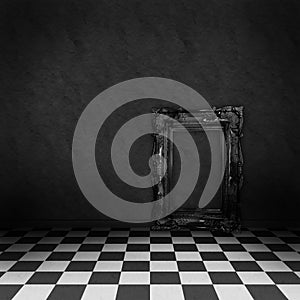 Room with black and white checker on the floor