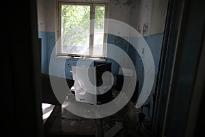 Room of a Building in Pripyat Town, Chernobyl Exclusion Zone, Ukraine