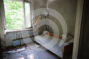 Room of a Building in Pripyat Town, Chernobyl Exclusion Zone, Ukraine