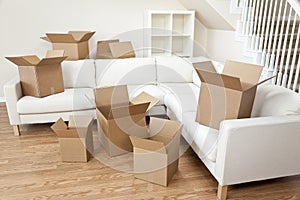 Room Of Cardboard Boxes for Moving House