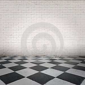 Room with chessboard floor