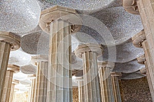 Room of 100 Columns in Gaudi's Parc Guell in Barcelona