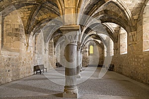 room with columns in the monastery of Santa Maria de Huerta, Soria, Spain photo