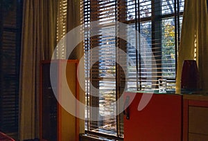 room with curtains on the window