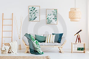 Room with dark green accents photo