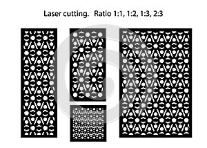 Room devider patterns. Set of decorative vector panels for laser cutting. Template for interior partition in arabesque