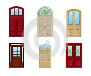 Room door set of icons, interior entrance design