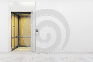 Room with elevator and empty wall