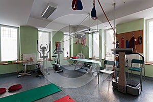 Room with equipment for physical training