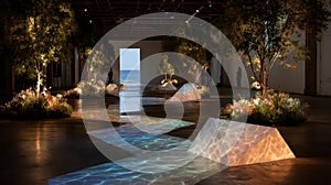 Geometric Glade: Interactive Light Paths in Urban Art Space photo