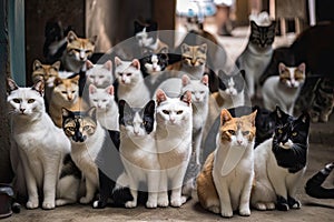 a room filled with cats, each one looking at you and giving you their undivided attention