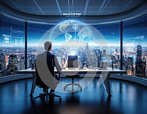 The room is filled with technology and the man is working on a project