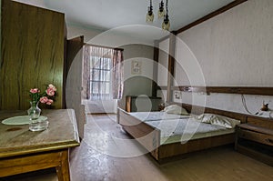 room with flowers in a hotel room