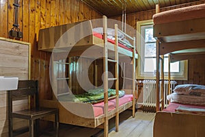 Room with four beds inside mountain cottage in national park Mala Fatra, Slovakia