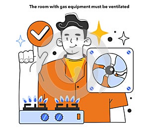 The room with gas equipment must be ventilated to protect yourself