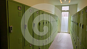 Room with green lockers
