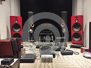 a room with high end audio